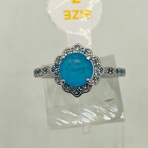 RETRO BOMB PARTY RING NATURAL FUSION AQUA BLUE QUARTZ .925 SILVER RBP2825 SIZE 7